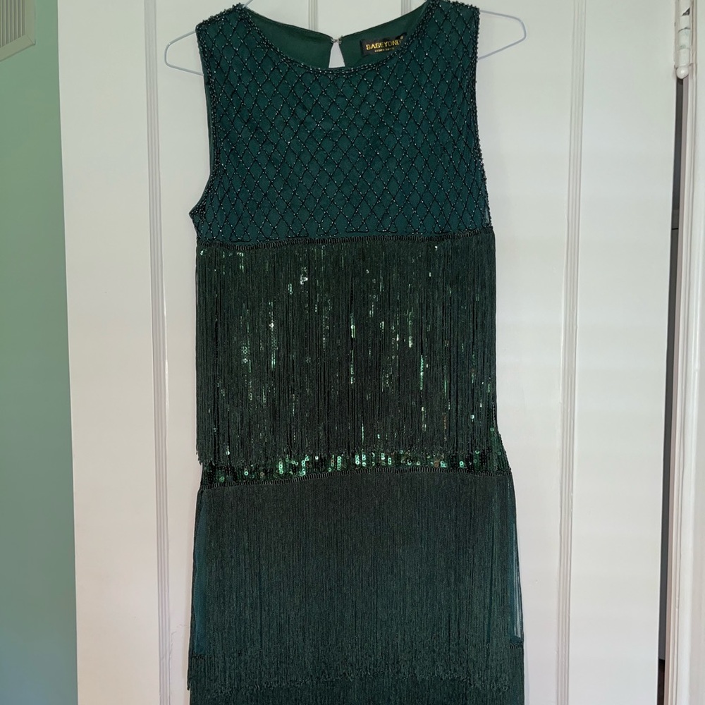 Green flapper girl costume dress